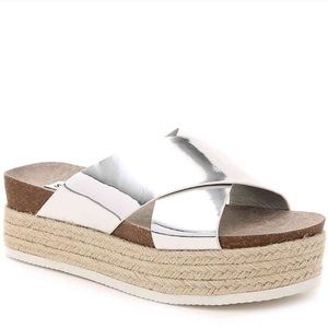 Steve Madden silver platform espadrille sandals